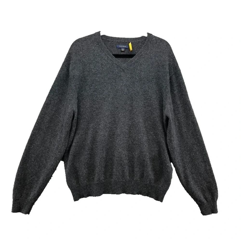 Club Room Cashmere Sweater Jumper Mens Large Pullover V Neck Preppy Academia